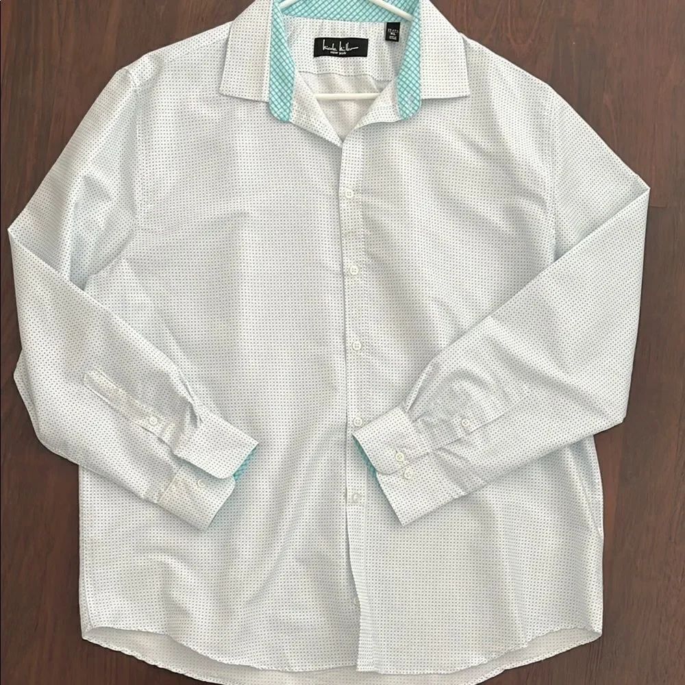 Men's Aqua/White dot pattern Shirt